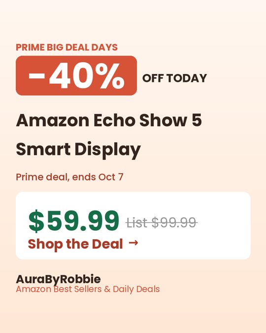 Amazon Echo Show 5, $59.99, 40% off the $99.99 list price